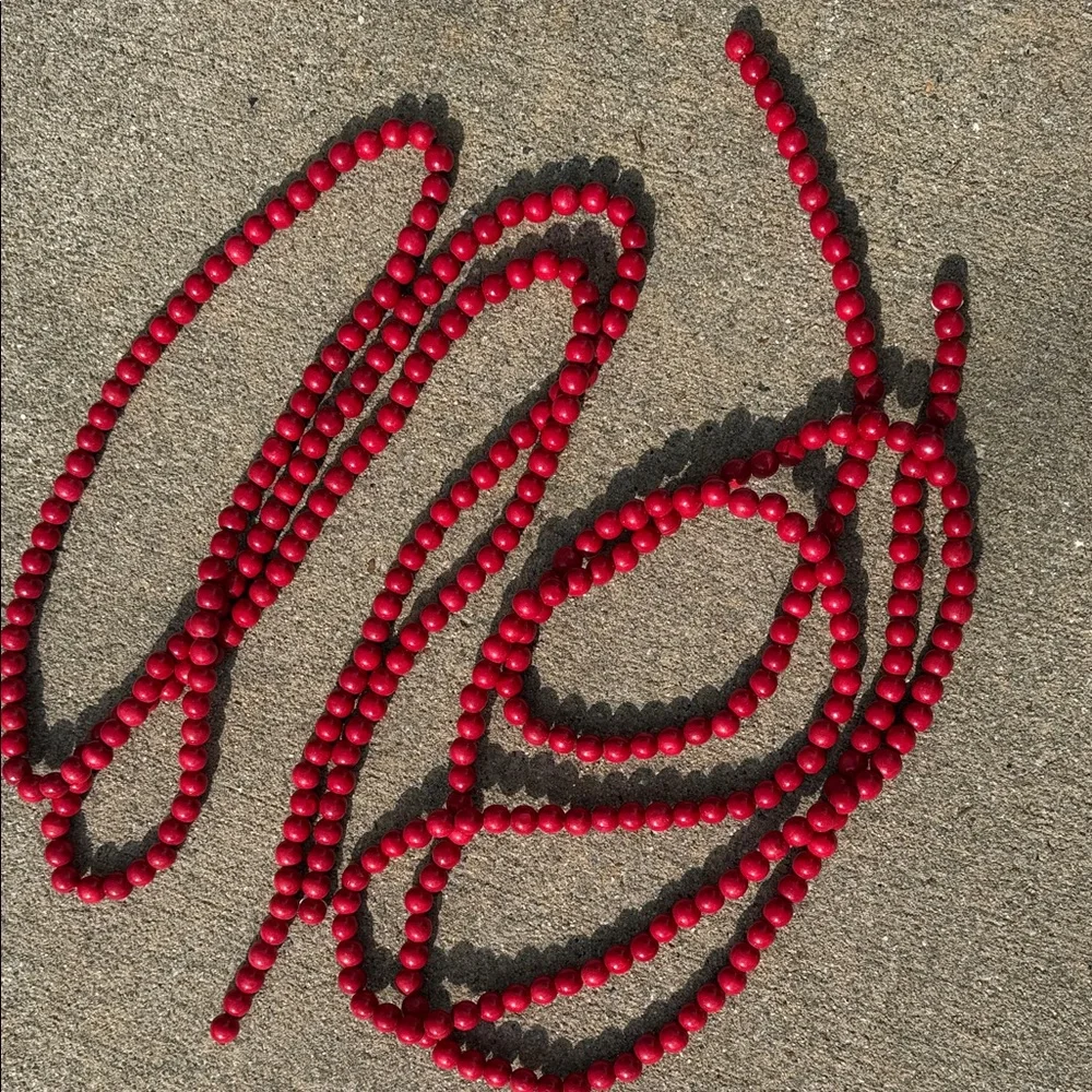 Vibrant Red Beaded Garland - 9 ft - Set of 2